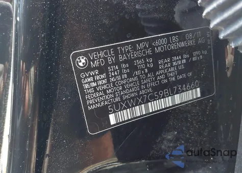 2011 BMW X3 xDrive35I из США, поврежденный, VIN 5UXWX7C59BL734660